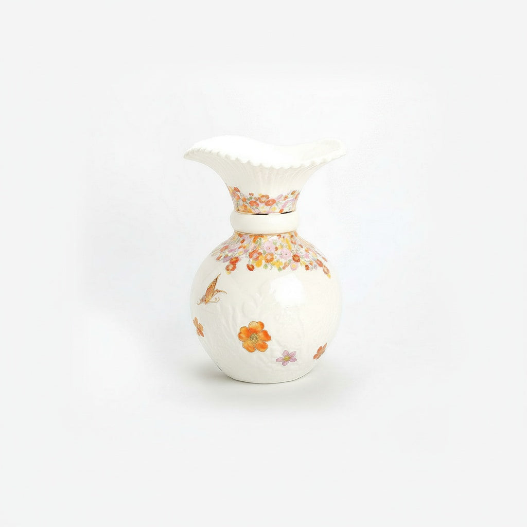 Floral Porcelain Fluted Rim Vase