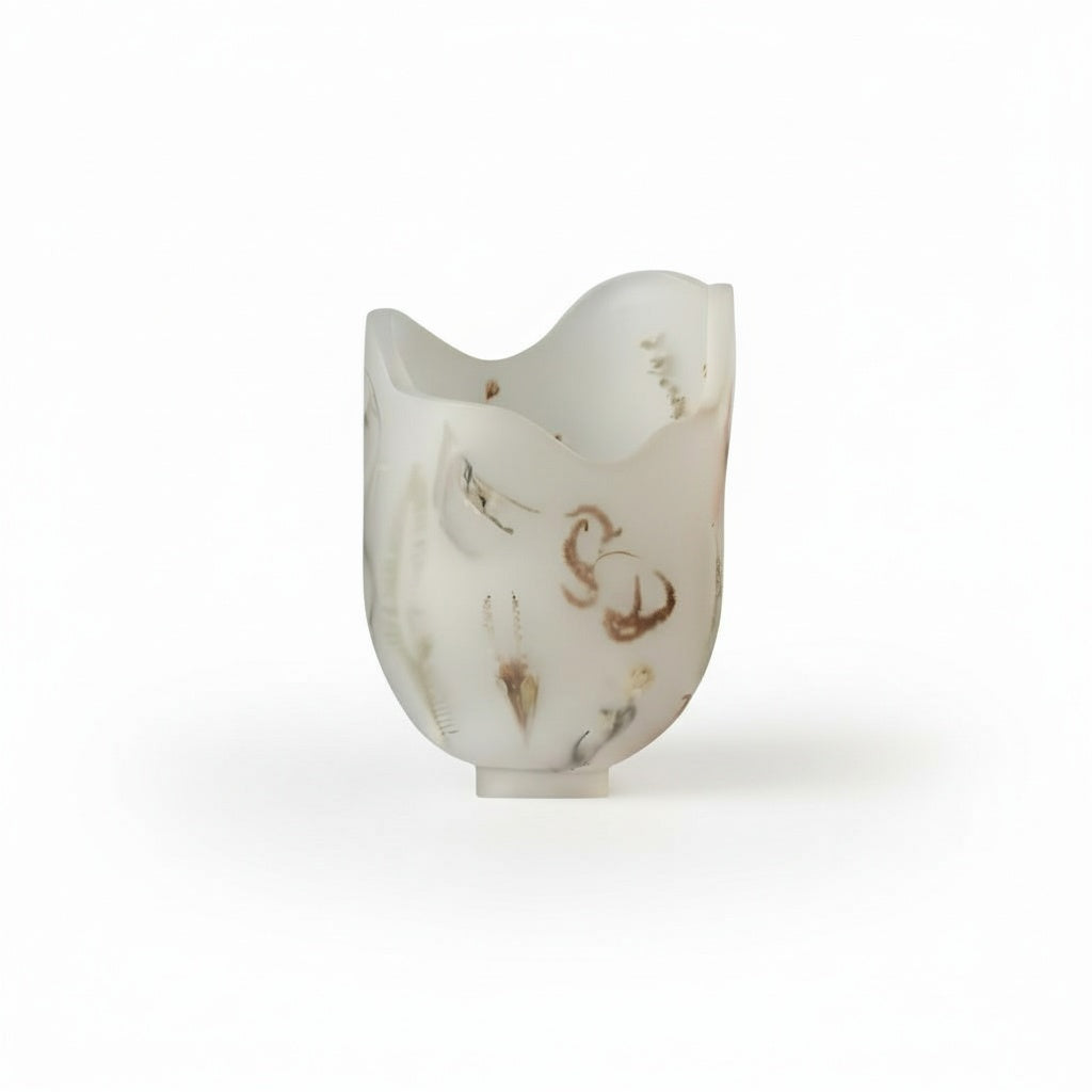 Frosted Botanical Glass Sculptural Vase
