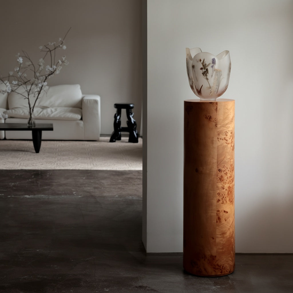 Frosted Botanical Glass Sculptural Vase