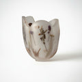 Frosted botanical resin scalloped vase