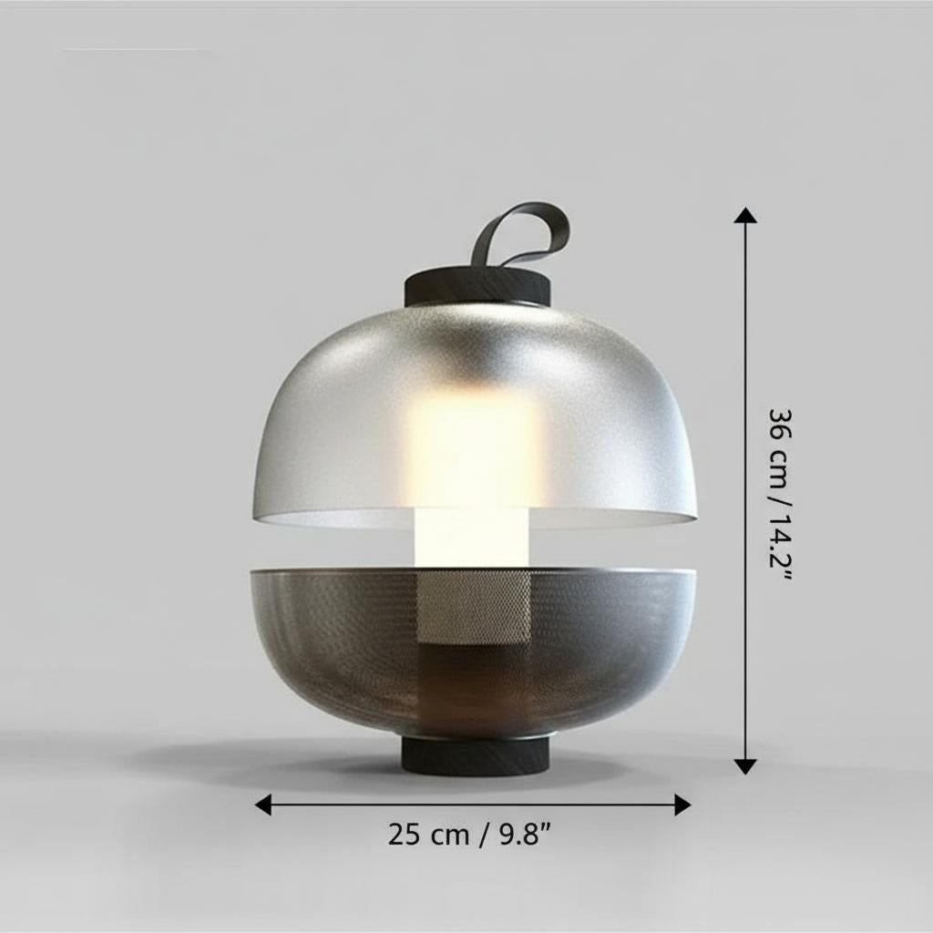 Dimensions diagram of frosted glass lantern lamp