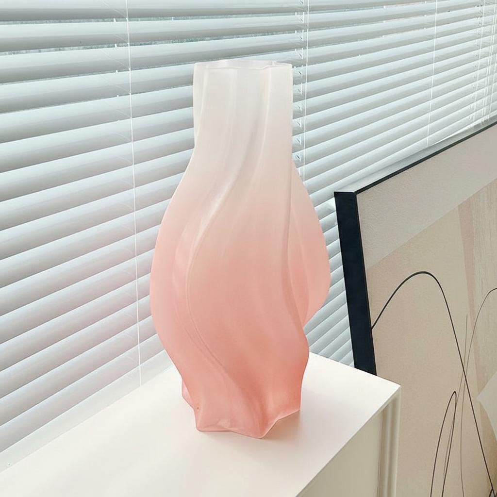Frosted ombre glass spiral vase main view