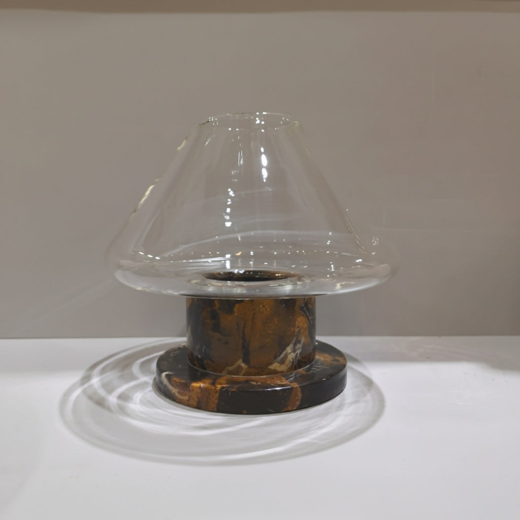 Glass And Marble Pedestal Vase