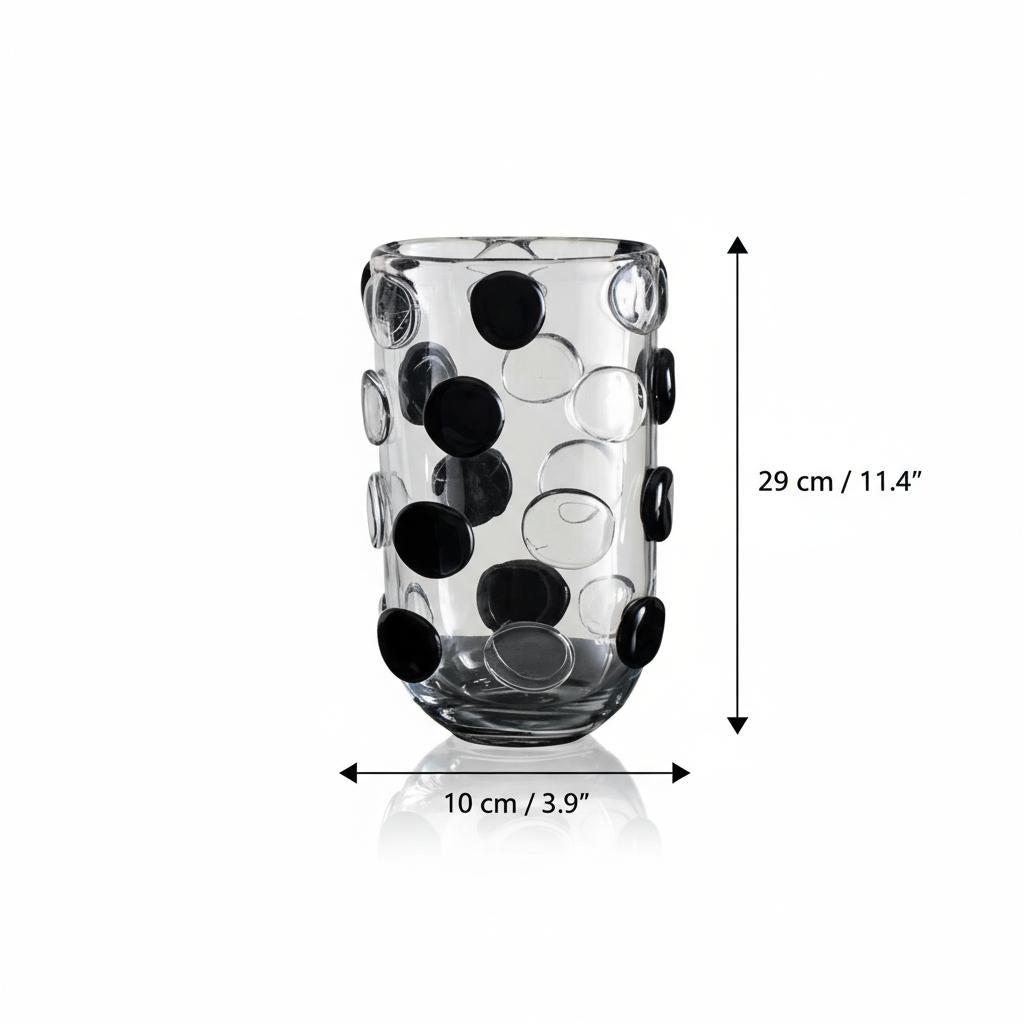 Dimensions of large glass polka dot vase