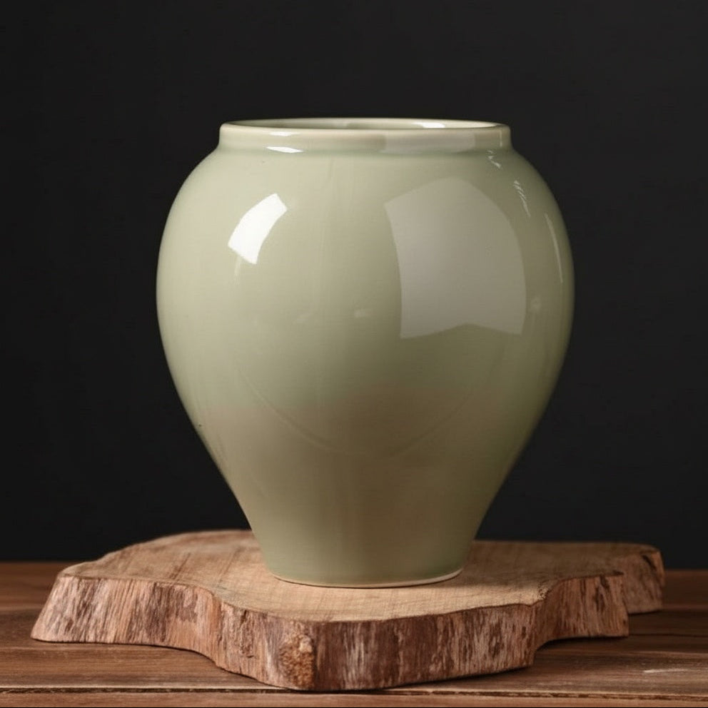 Glazed Ceramic Bulbous Vase
