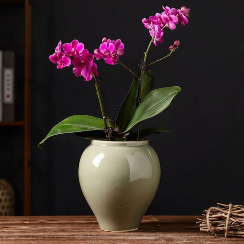 Glazed Ceramic Bulbous Vase