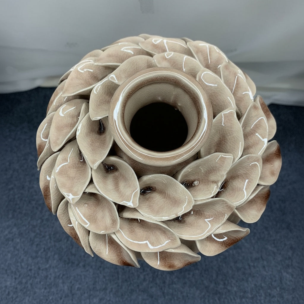 Glazed Ceramic Cylindrical Floral Vase