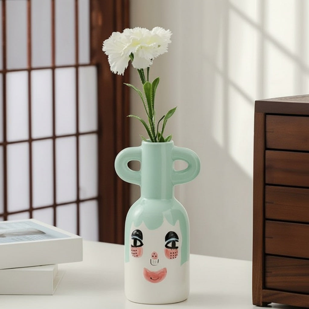 Glazed Ceramic Figurative Vase on desk