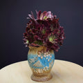 Glazed Ceramic Floral Vase And Faux Succulent