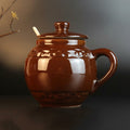 Glazed Ceramic Round Condiment Jar