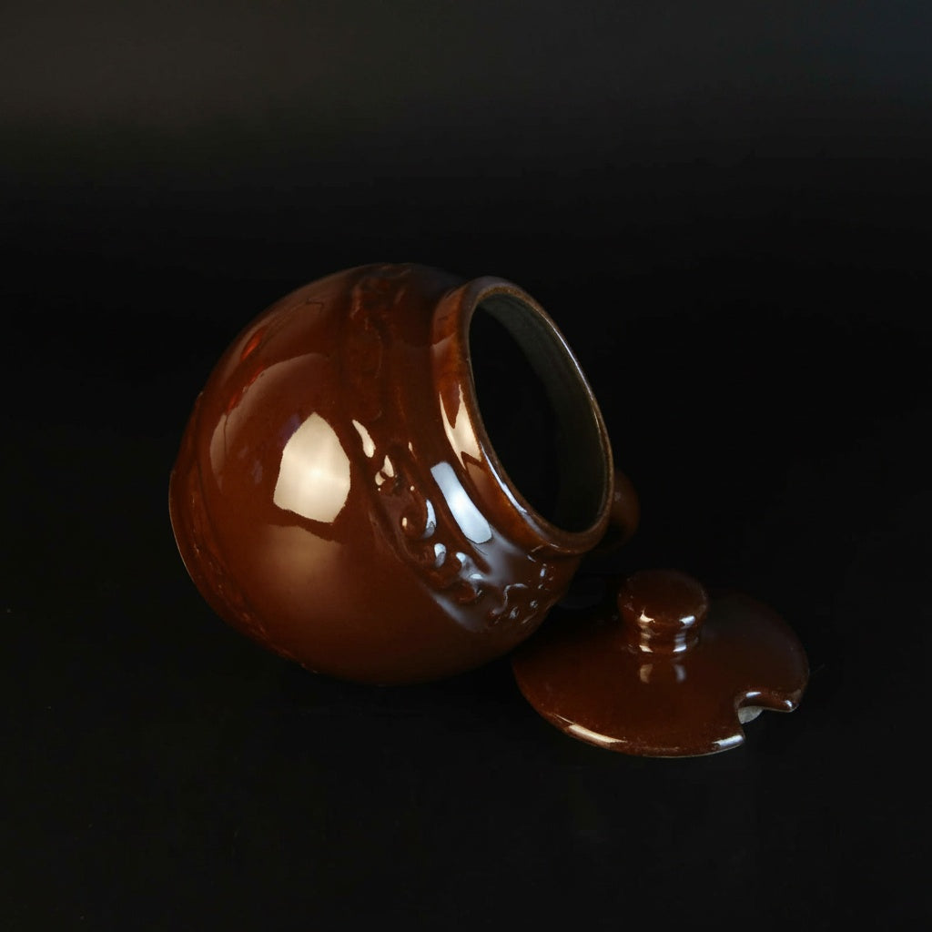 Glazed Ceramic Round Condiment Jar