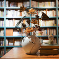 Glazed Ceramic Round Vase And Botanical Arrangement