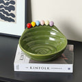 Empty Glazed Ceramic Sculptural Decorative Bowl Showing Interior Details