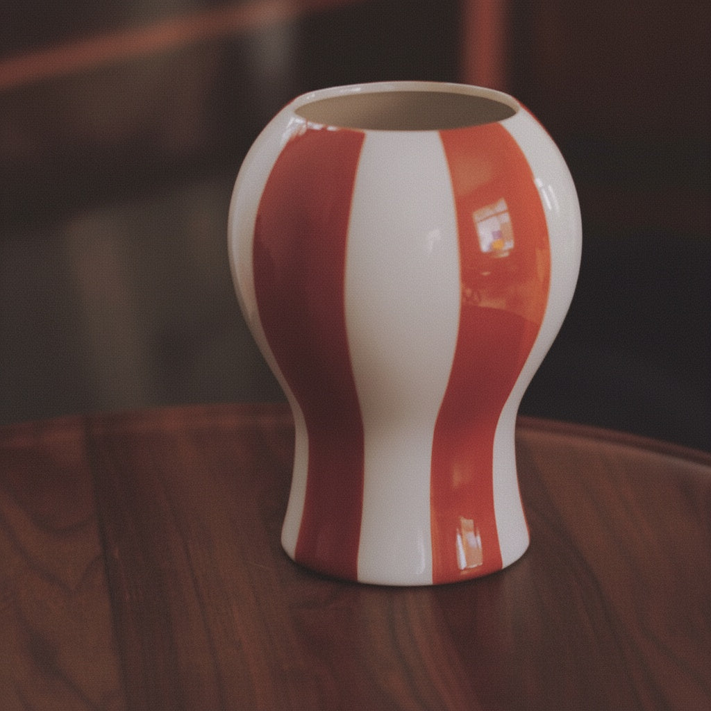 Glazed Ceramic Striped Vase
