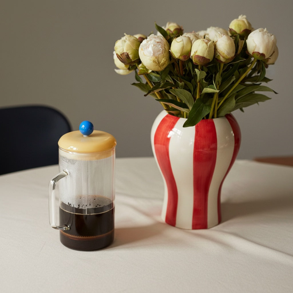 Glazed Ceramic Striped Vase