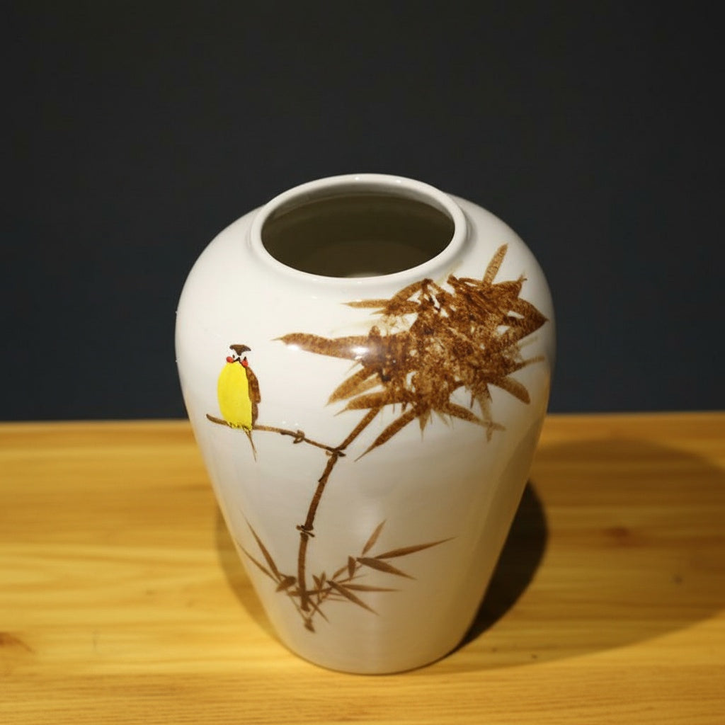 Glazed Ceramic Tall Tapered Vase