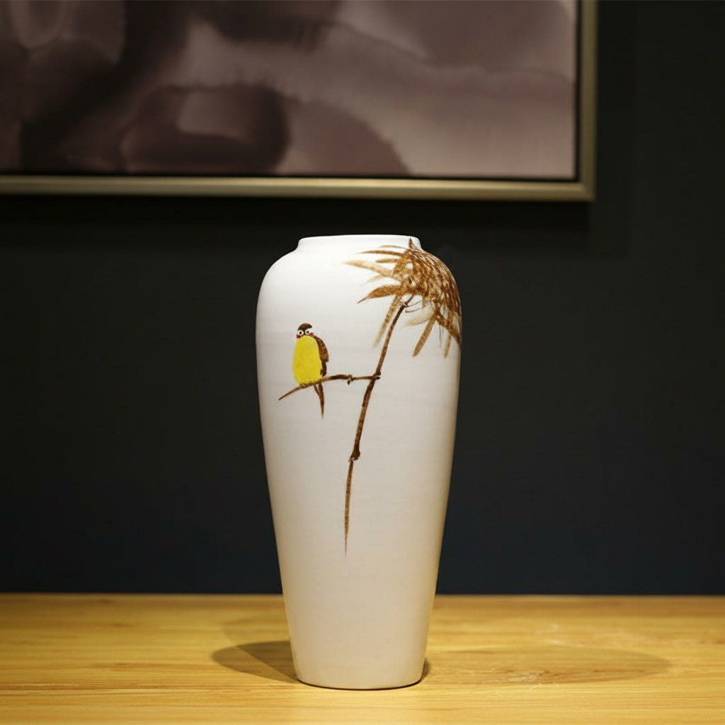 Glazed Ceramic Tall Tapered Vase