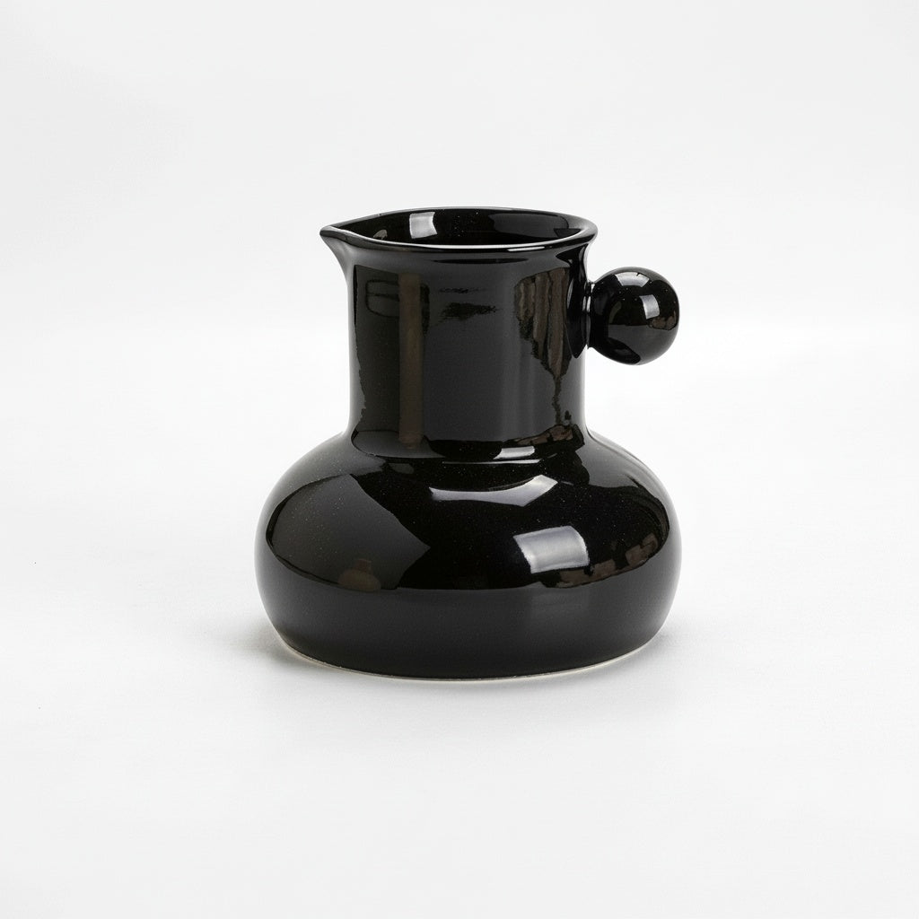 Glossy Black Ceramic Spouted Vase