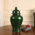 Glossy Green Ceramic Temple Jar