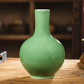 Glossy Green Porcelain Bottle Vase