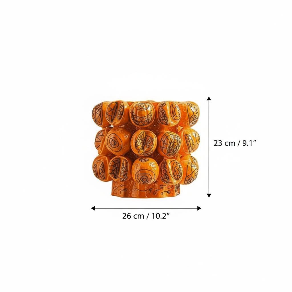 Dimension guide for medium orange ceramic planter showing 26cm width