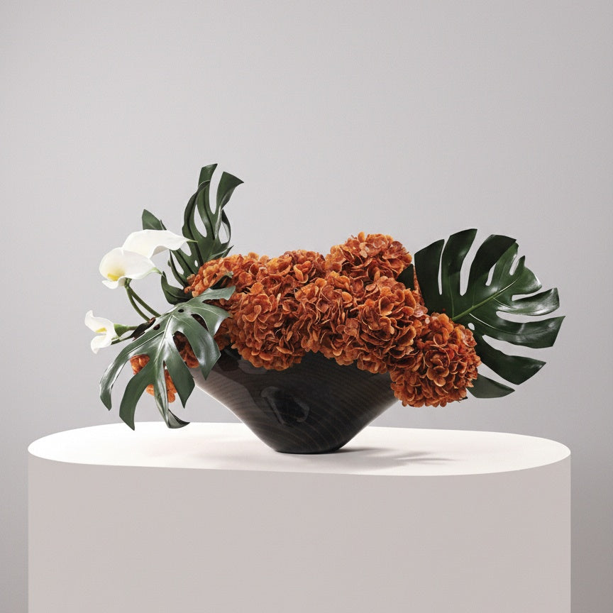 Glossy Wood Grain Finish Flared Vase 02
