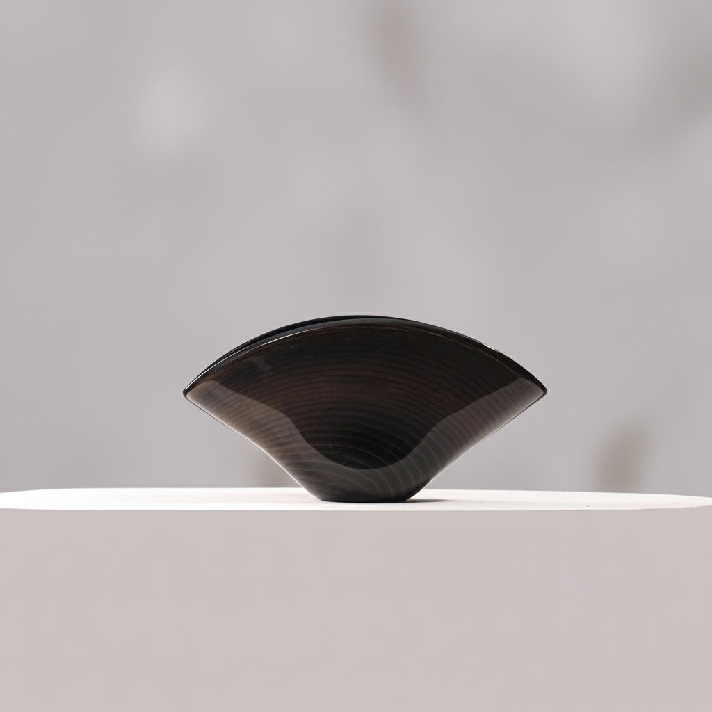 Glossy Wood Grain Finish Flared Vase 03