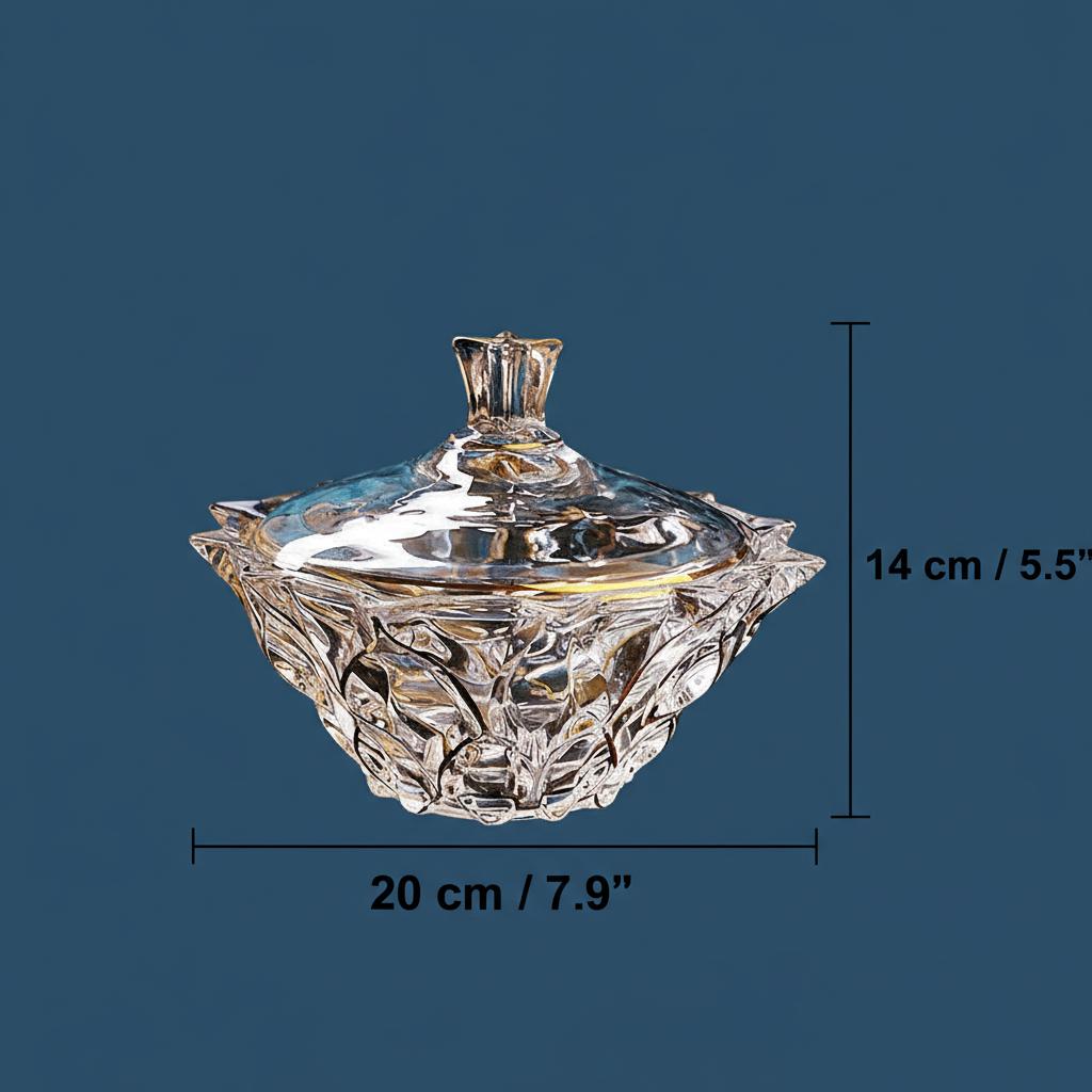 Dimension guide for glass covered bowl