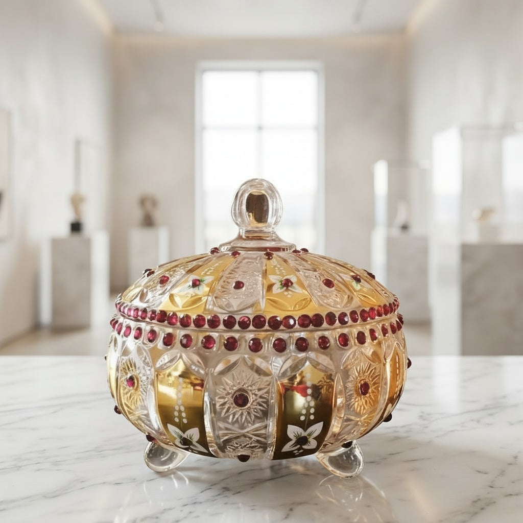 Gold And Crystal Embellished Lidded Jar