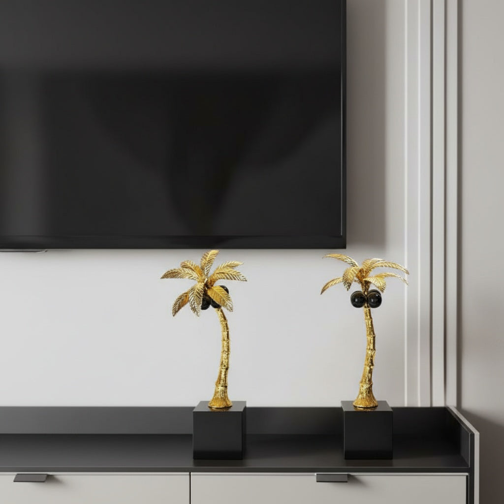 Gold & Black Palm Tree Decorative Sculpture