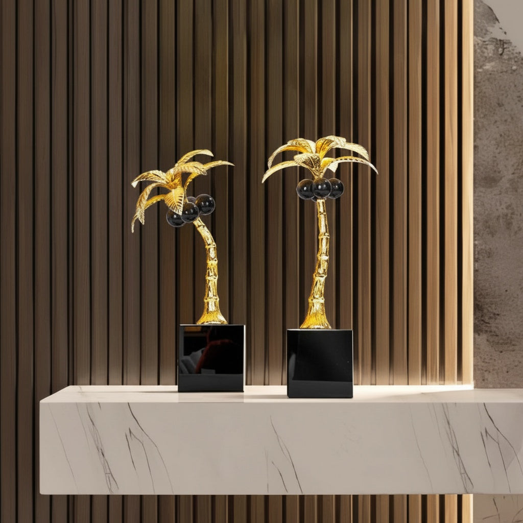 Gold & Black Palm Tree Decorative Sculpture