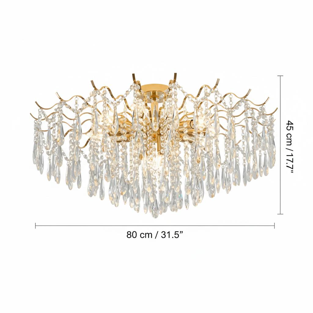 Technical dimensions diagram of the chandelier