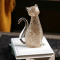 Gold flecked glass cat sculpture front view