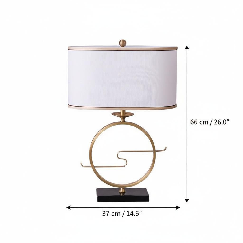 Dimensions diagram of the gold iron table lamp