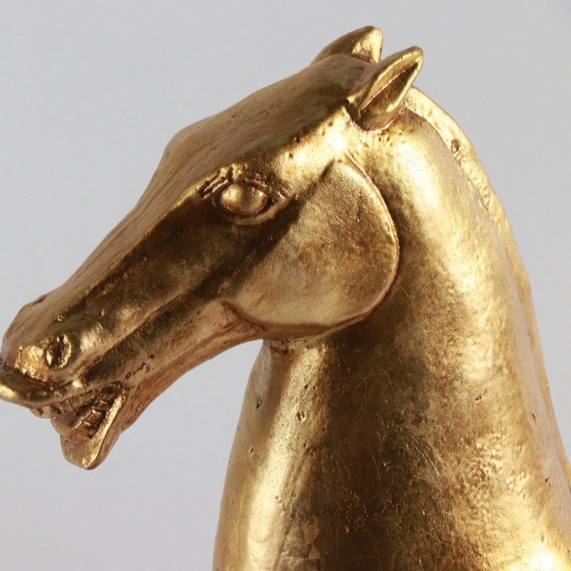 Close up detail of gold horse head texture
