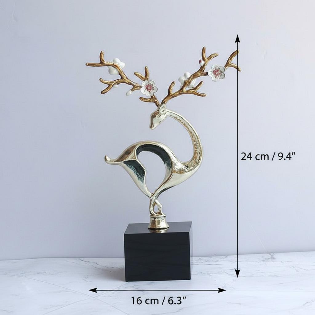 Dimension guide for medium gold deer sculpture