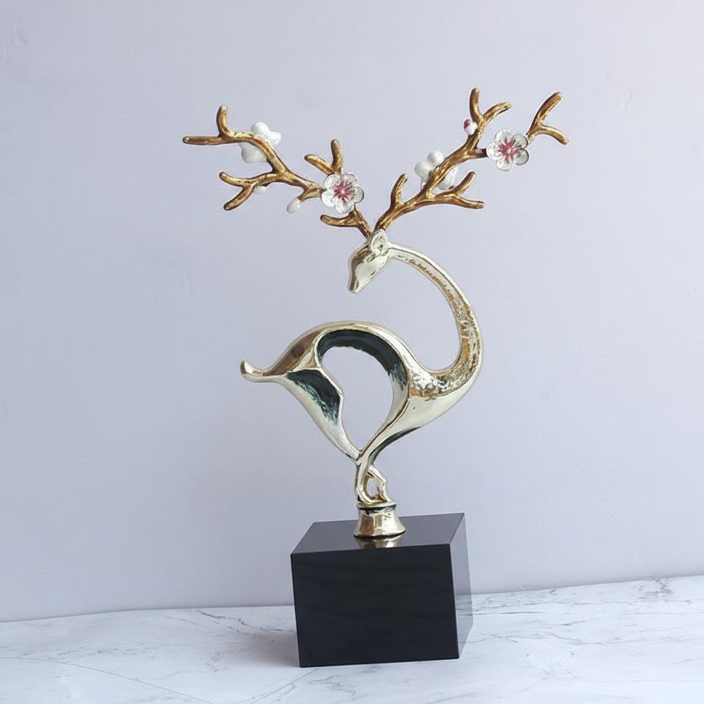 Close up of enamel flower details on antlers