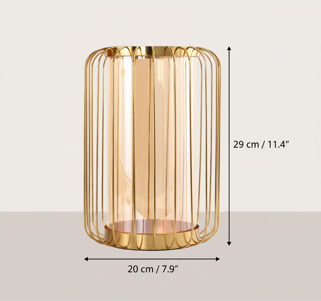 Dimensions diagram showing height and width of the vase
