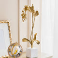 Gold Metal & Marble Orchid Sculpture