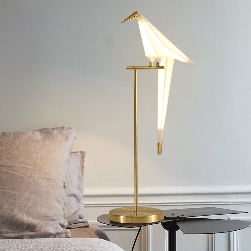 Gold metal origami bird table lamp main view