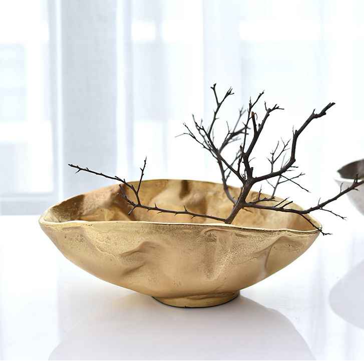 Gold resin organic bowl with branch arrangement