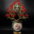 Gold-Tone & Ceramic Decorative Berry Tree Sculpture