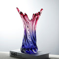 Gradient blue and red glass twisted vase main view