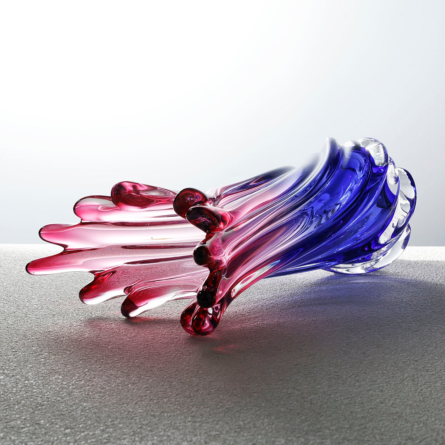 Lying down view of twisted glass texture