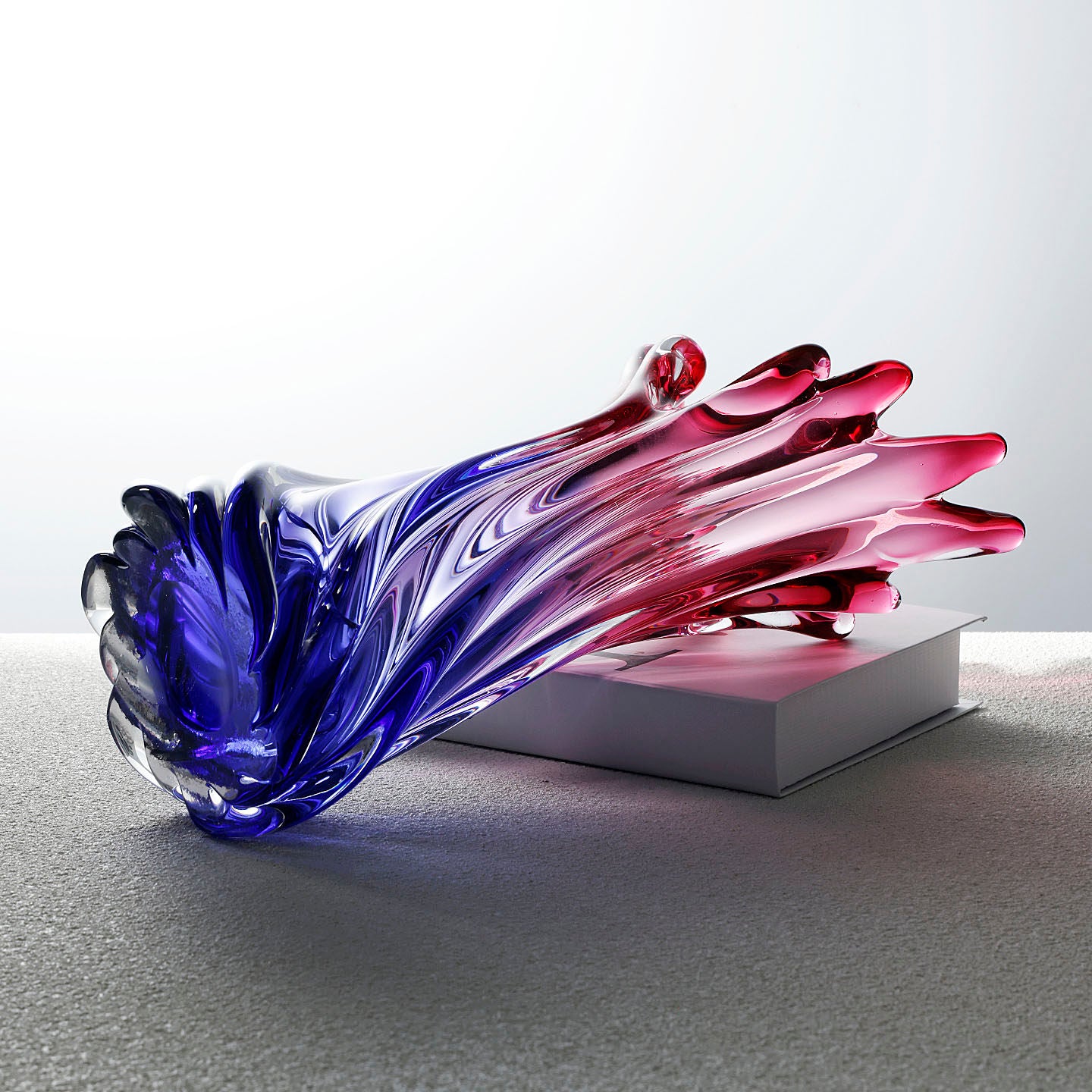 Detailed view of blue and red glass gradient