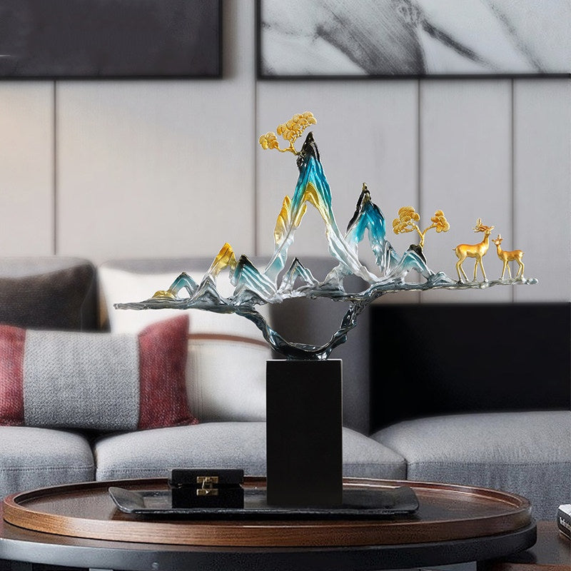 Context shot of sculpture on living room table