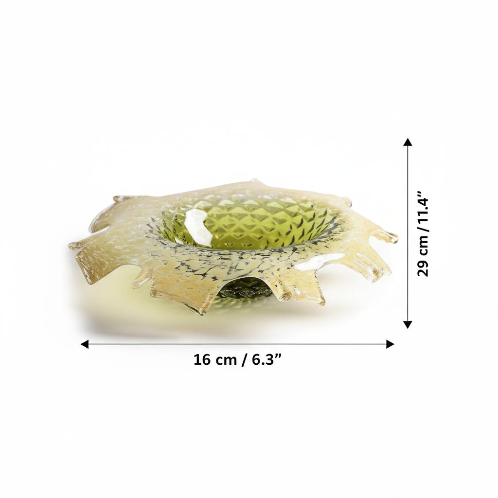 Wide gradient glass centerpiece bowl with diamond cut texture