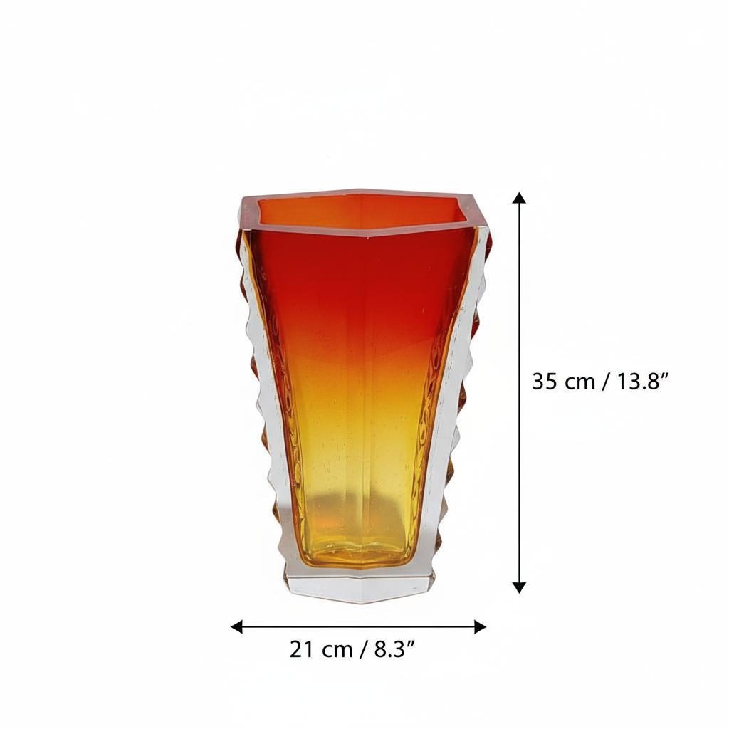 Red gradient vase with dimensions