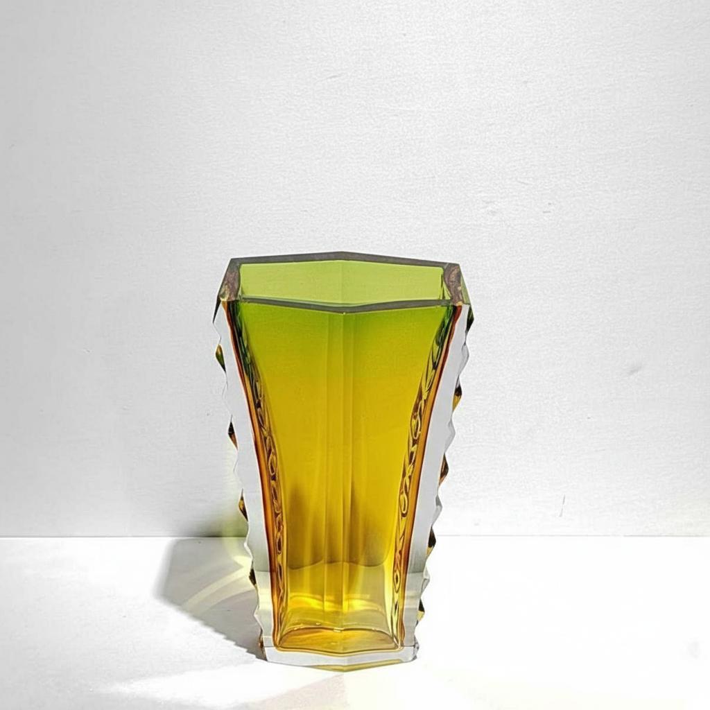 Green gradient vase with dimensions