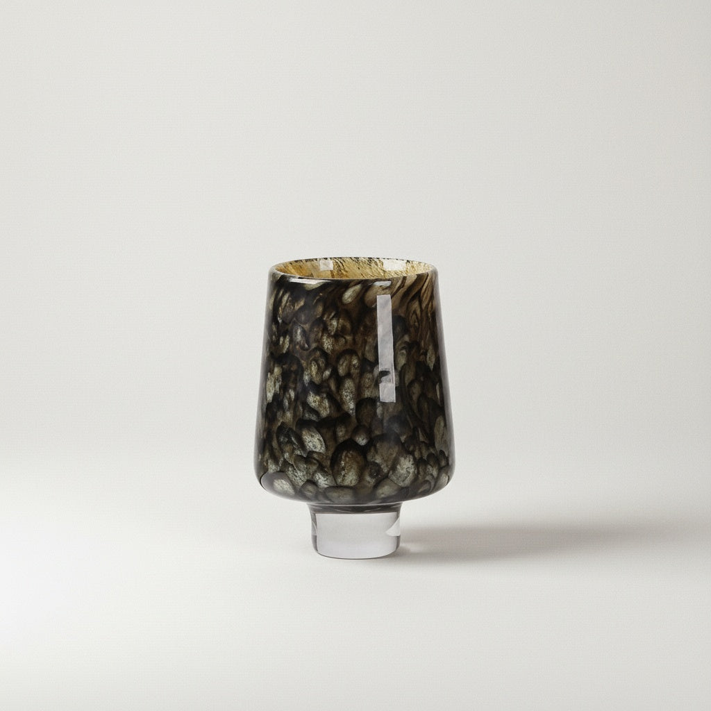 Graphite Patterned Glass Footed Vase